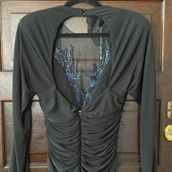 Vintage Casadei 1980s Black Beaded Gown Sz 12 - Picture 4 of 6